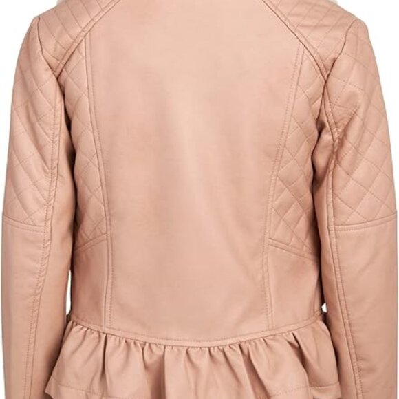 URBAN REPUBLIC Girls Leather Jacket - Faux Leather Full Zip Motorcycle Jacket - Picture 2 of 4